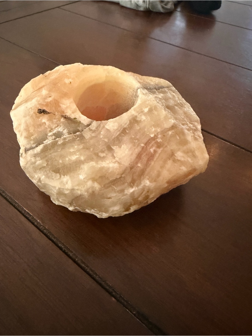 Natural orange/peach calcite Tea Light Holder